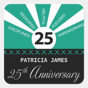 Personalize, 25th Year Employee Anniversary Square Sticker