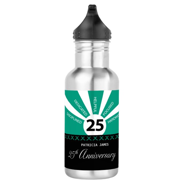 Personalize, 25th Year Employee Anniversary Stainless Steel Water Bottle (Right)