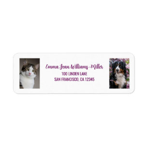 Personalize 2 Photos Cat Dog Modern Return Address Label