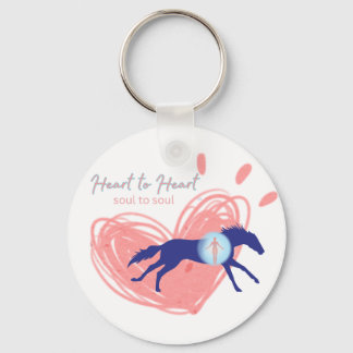 Personalize 2 Sided Horse Heart to Heart Soul Keychain
