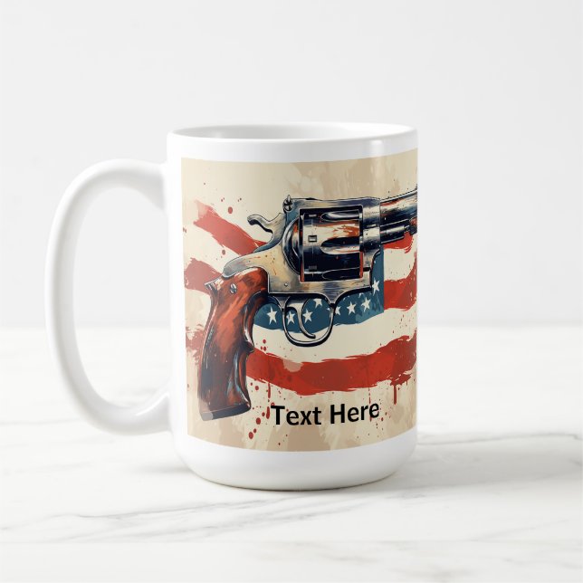 Personalize 2nd Amendment Coffee Mug USA Flag (Left)