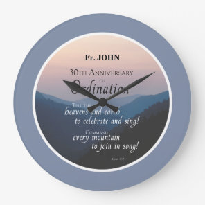 Personalize 30th Anniversary Ordination Congrats Large Clock
