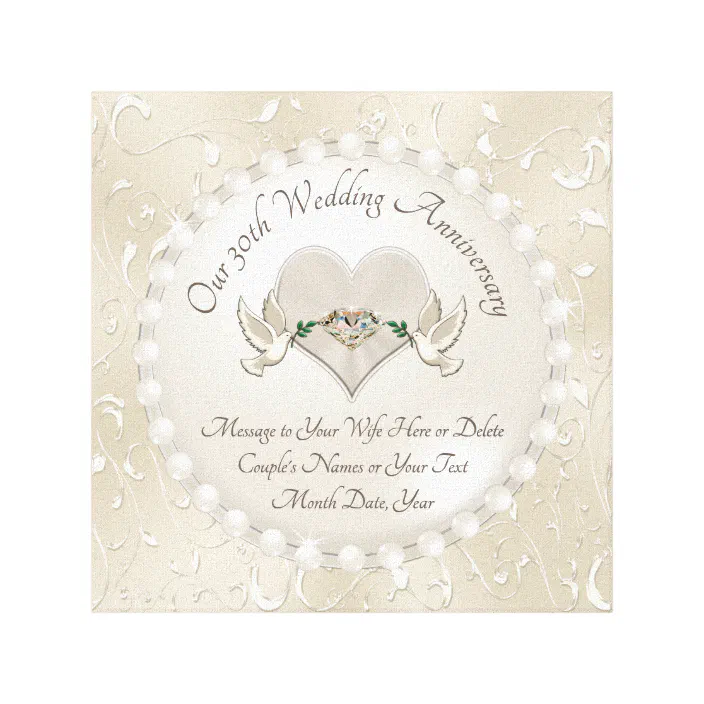 Personalize 30th Wedding Anniversary Gift For Wife Canvas Print Zazzle Com