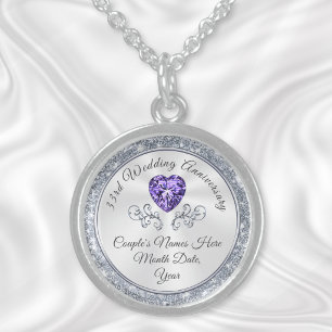 Personalize 33rd Wedding Anniversary Gift for Wife Sterling Silver Necklace
