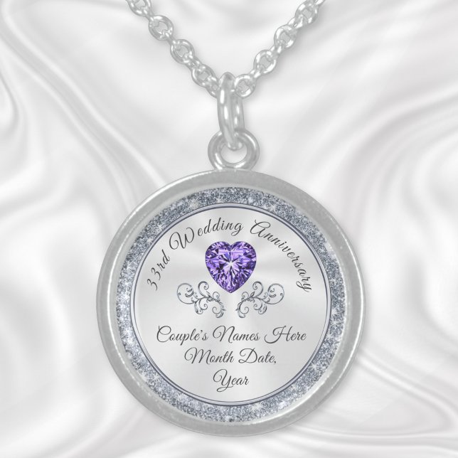 Personalize 33rd Wedding Anniversary Gift for Wife Sterling Silver Necklace (33 year anniversary gift for wife.
33rd wedding anniversary gift for wife. Amethyst necklace. )