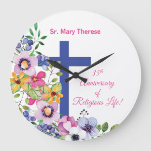 Personalize, 35th Anniversary Nun Religious Life Large Clock