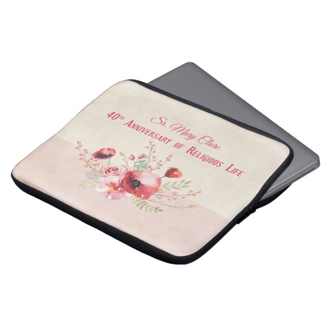 Personalize, 40th Anniversary Nun, Pink and Laptop Sleeve (Front Top)