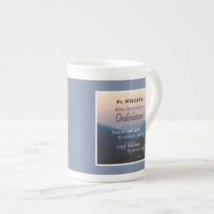 Personalize 40th Anniversary Ordination Congrats Bone China Mug