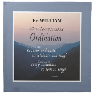 Personalize 40th Anniversary Ordination Congrats Cloth Napkin