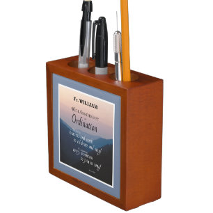 Personalize 40th Anniversary Ordination Congrats Desk Organizer