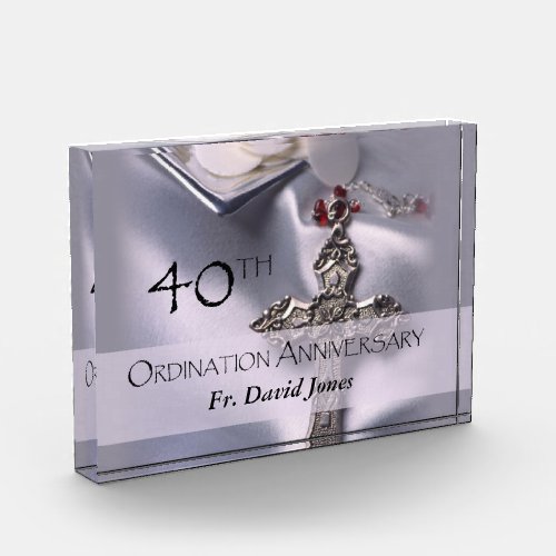 Personalize 40th Ordination Anniversary Congrats Acrylic Award