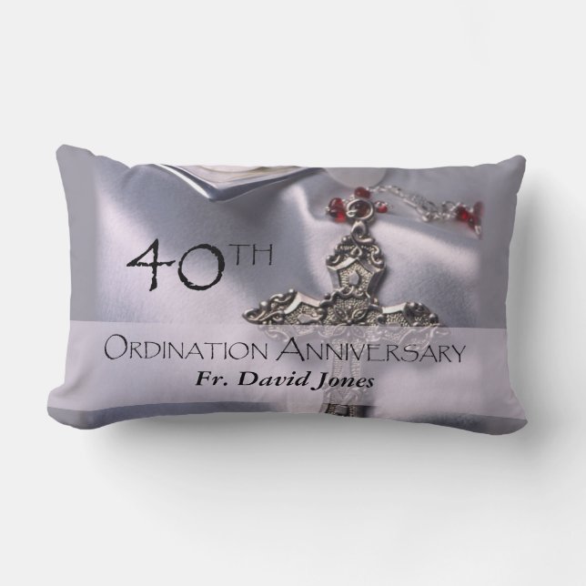 Personalize, 40th Ordination Anniversary Congrats Lumbar Pillow (Front)