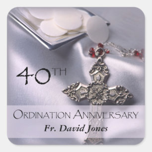 Personalize, 40th Ordination Anniversary Congrats Square Sticker