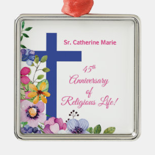 Personalize, 45th Anniversary Nun Religious Life Metal Ornament