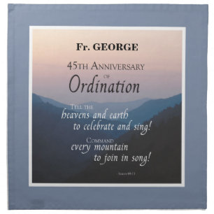 Personalize 45th Anniversary Ordination Congrats Cloth Napkin