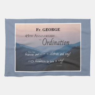 Personalize 45th Anniversary Ordination Congrats Kitchen Towel