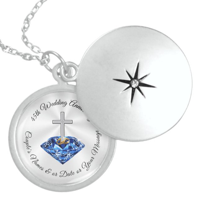 Personalize 45th Wedding Anniversary Gift for Wife Locket Necklace (Front)
