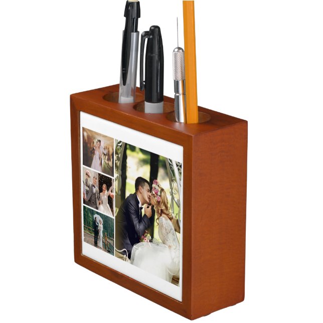 Personalize 4 Custom Photo Collage Desk Organizer (In Situ)