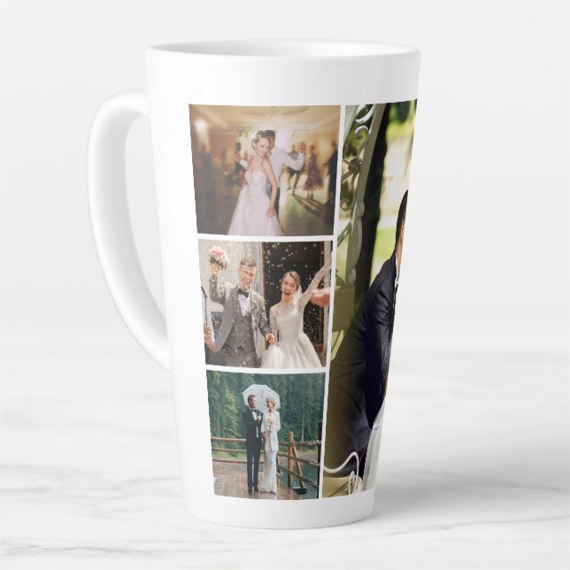 Personalize 4 Custom Photo Collage Latte Mug (Left Angle)