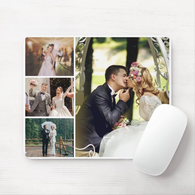 Personalize 4 Custom Photo Collage Mouse Pad (With Mouse)