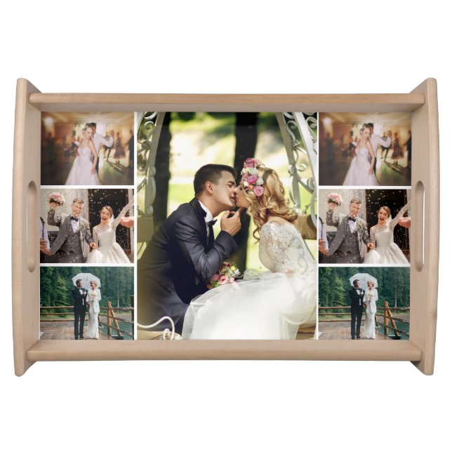Personalize 4 Custom Photo Collage Serving Tray (Front)