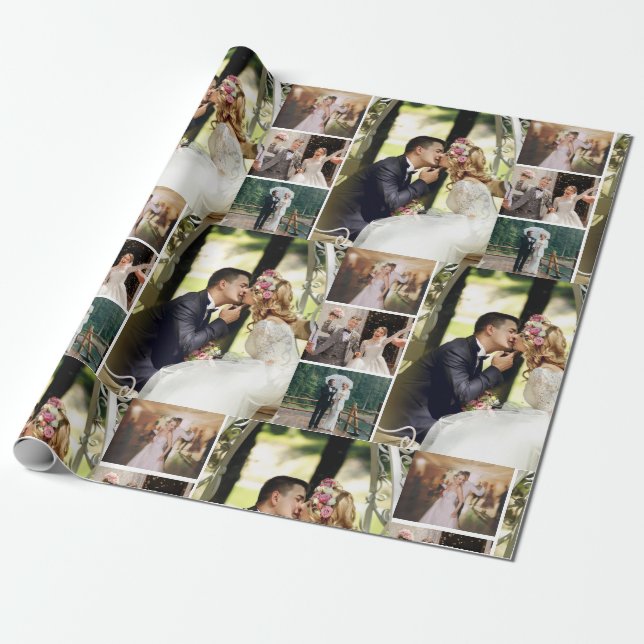 Personalize 4 Custom Photo Collage Wrapping Paper (Unrolled)