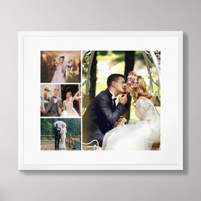 Personalize 4 Custom Wedding Photo Collage Framed Art (Framed Front)