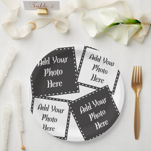 Personalize 4 Photos Paper Plate (Wedding)