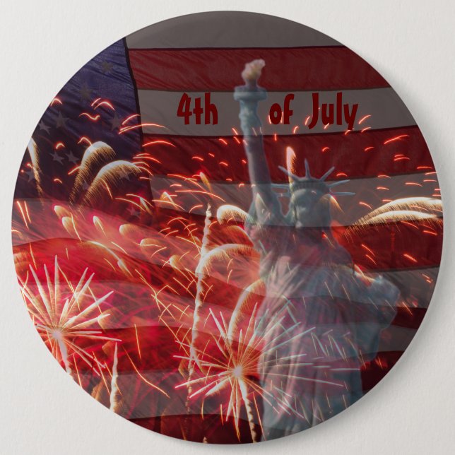 Personalize 4th of July Independence Day Button (Front)