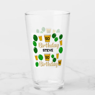 Personalize 50 adult birthday beer green balloons glass
