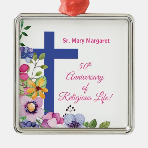 Personalize 50th Anniversary Nun Religious Life Metal Ornament