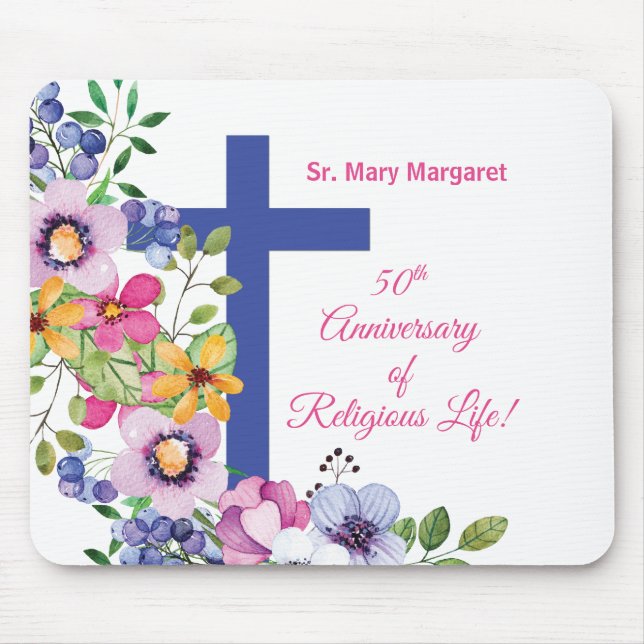 Personalize, 50th Anniversary Nun Religious Life Mouse Pad (Front)