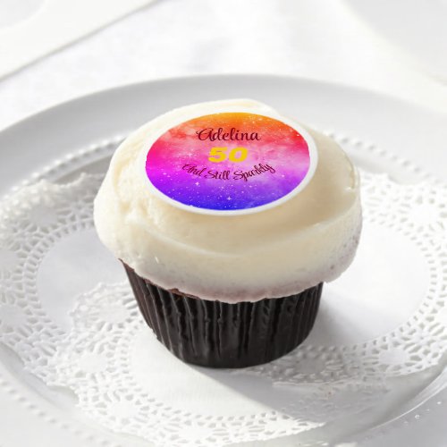Personalize 50th Birthday Fun Phrase and Name Edible Frosting Rounds