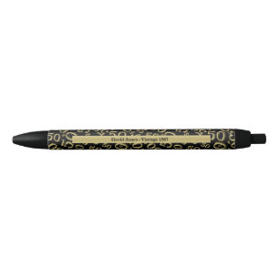 Personalize 50th Gold/Black Birthday Favor Gift Pen