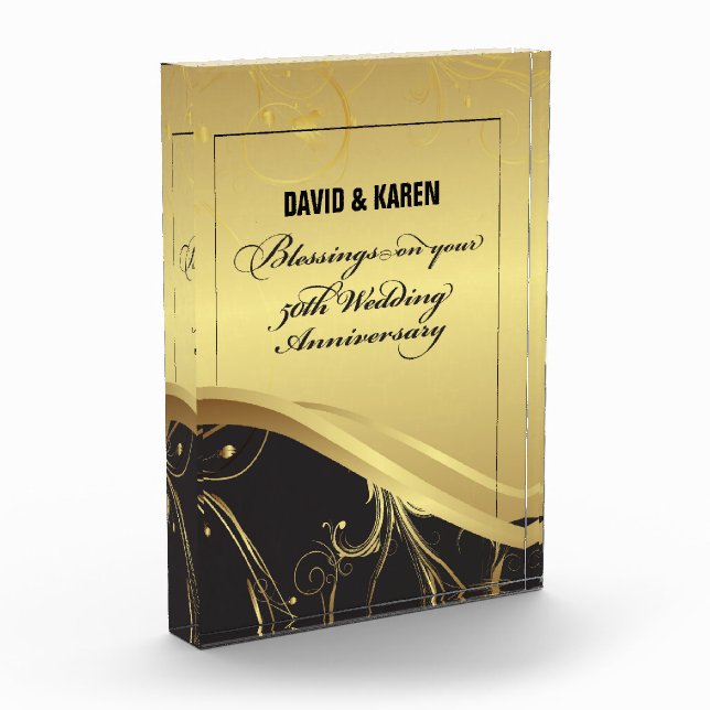 Personalize, 50th Wedding Anniversary Religious Acrylic Award (Left)