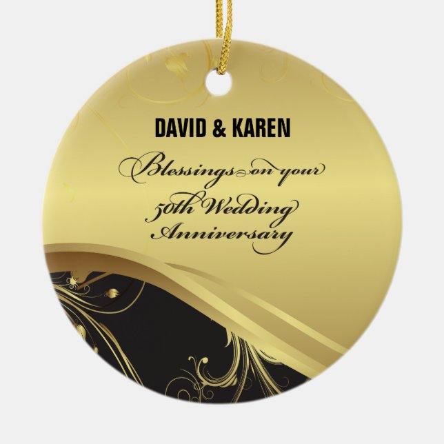 Personalize, 50th Wedding Anniversary Religious Ceramic Ornament (Front)