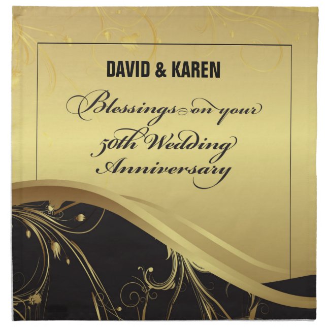 Personalize, 50th Wedding Anniversary Religious Cloth Napkin (Front)