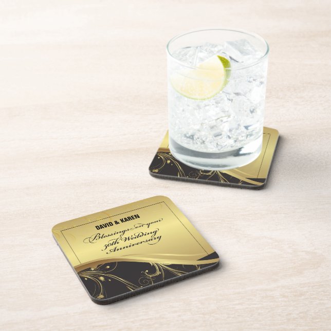 Personalize, 50th Wedding Anniversary Religious Drink Coaster (Right Side)