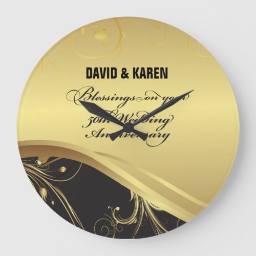 Personalize 50th Wedding Anniversary Religious Large Clock