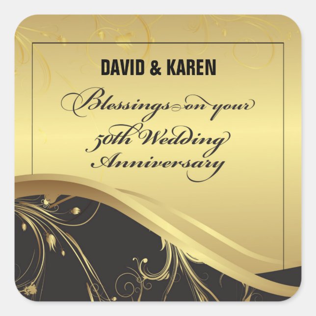 Personalize, 50th Wedding Anniversary Religious Square Sticker (Front)