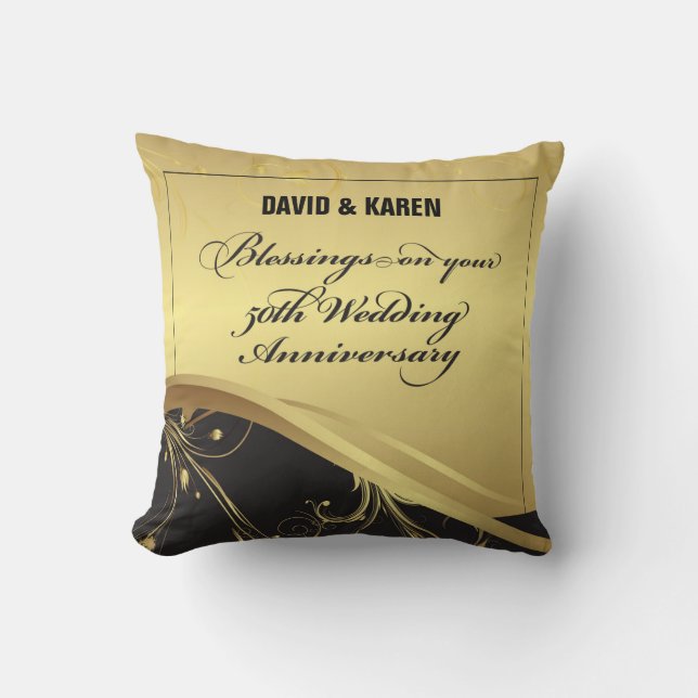 Personalize, 50th Wedding Anniversary Religious Throw Pillow (Front)