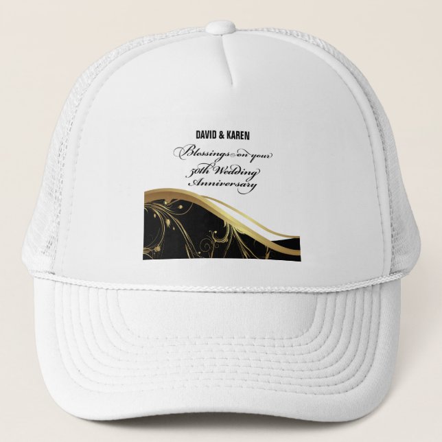 Personalize, 50th Wedding Anniversary Religious Trucker Hat (Front)