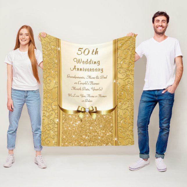 Personalize 50th Wedding Anniversary Throw Blanket (In Situ)