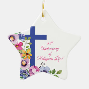 Personalize, 55th Anniversary Nun Religious Life Ceramic Ornament