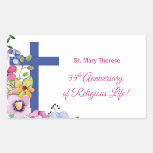 Personalize, 55th Anniversary Nun Religious Life Rectangular Sticker