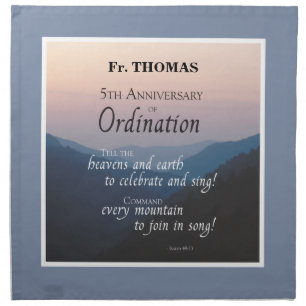 Personalize 5th Anniversary of Ordination Congrats Cloth Napkin