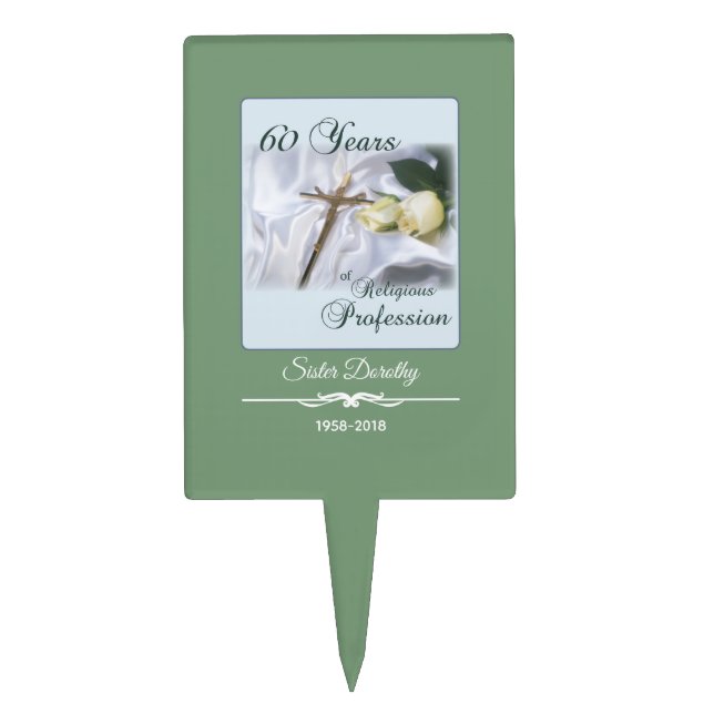 Personalize, 60 Years of Religious Profession Cake Topper (Front)