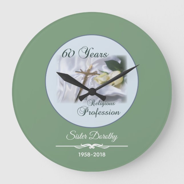 Personalize, 60 Years of Religious Profession Large Clock (Front)