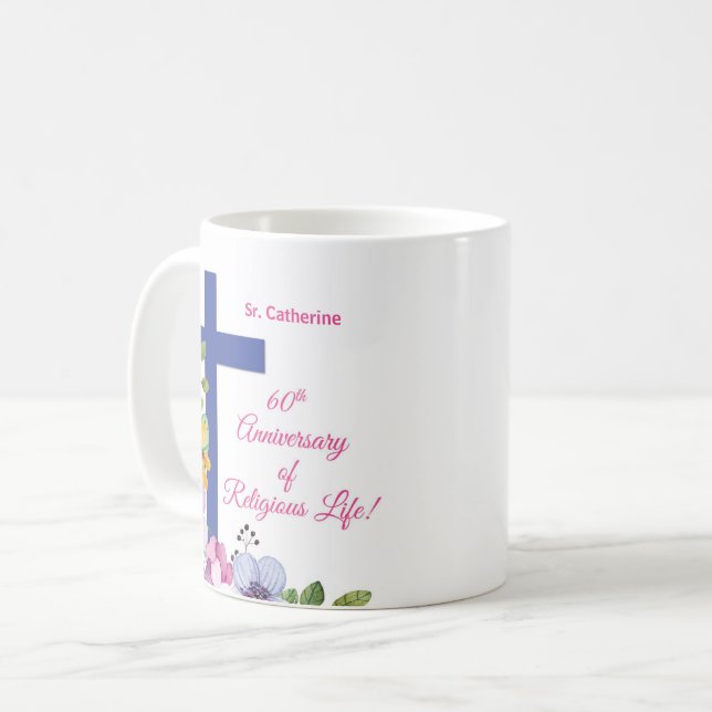 Personalize, 60th Anniversary Nun Religious Life Coffee Mug (Front Left)