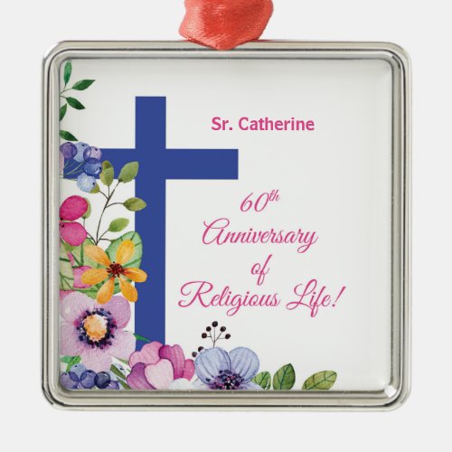 Personalize 60th Anniversary Nun Religious Life Metal Ornament